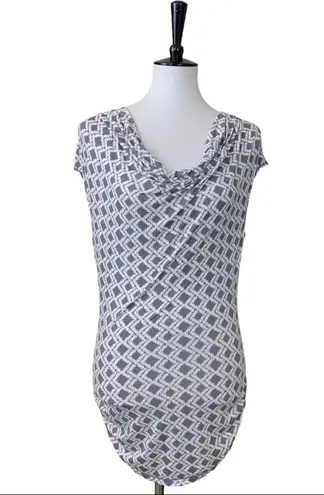 Max Studio  Women's Gray White Maxi Skirt Drape Neck Shirred Top Set Size M/L - Image 6