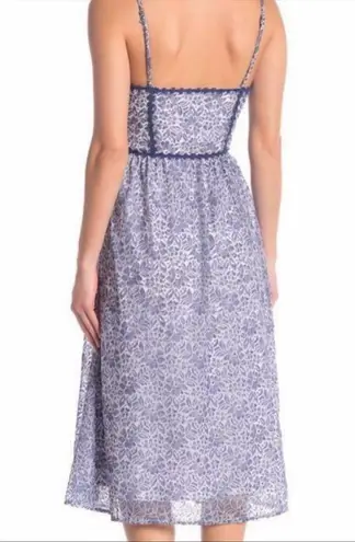 Nsr Prairie WHITE & BLUE Floral LACE Tea Party MIDI DRESS