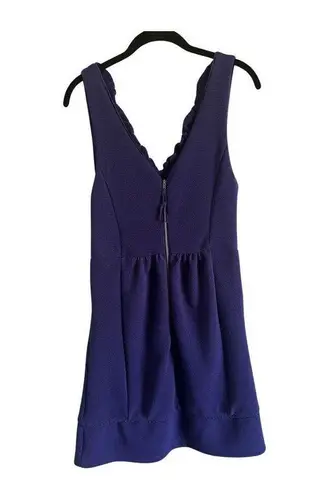 Maeve  Anthropologie Blue Ruffle Sleeveless V Neck Ribbed Dress Size Medium