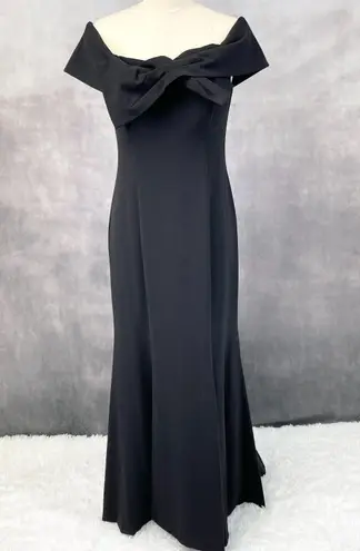 Eliza J Black Gown Dress Womens 10 Off Shoulder Twist Front Gala Dressy Minimal