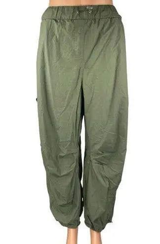 Next Women's Green Drawstring Tapered Wide Leg Windbreaker Jogger Pants Size L Size L