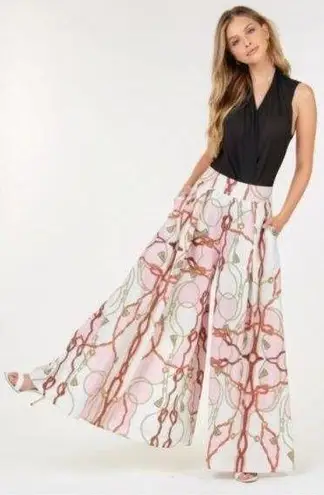 High Waist Wide Leg Printed Palazzo Pants Size L