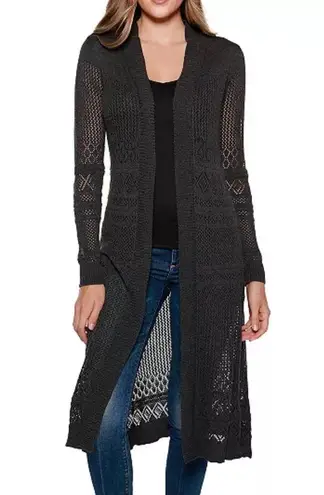 Belldini Black long sleeve Long Knit open front cardigan sweater Gray Size L