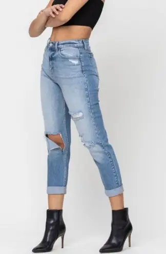 Cello Jeans Blue Destroyed High Rise Mom Jeans