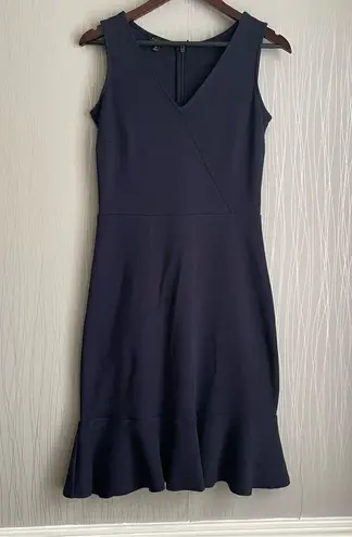 Talbots  Women’s Flounce Hem Fit & Flare Dress Navy Blue 100% Cotton Size XS