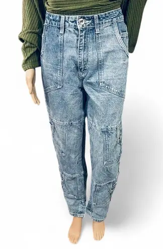 Maniere De Voir Manière De Voir Light Wash Cargo Jeans Size 10 High Rise 100% Cotton