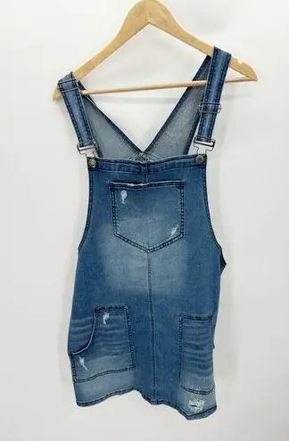 SO  Kohls Blue Denim Overall Mini Dress Distressed Juniors Size XL