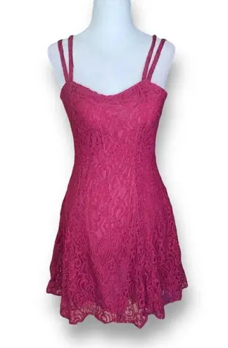Vintage All That Jazz Slip Dress Burgundy Floral Lace Cocktail Sleeveless Mini Red Size XS