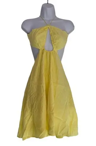 Rotate Birger Christensen Nanna Cutout Jacquard Mini Dress Pastel Yellow US 8