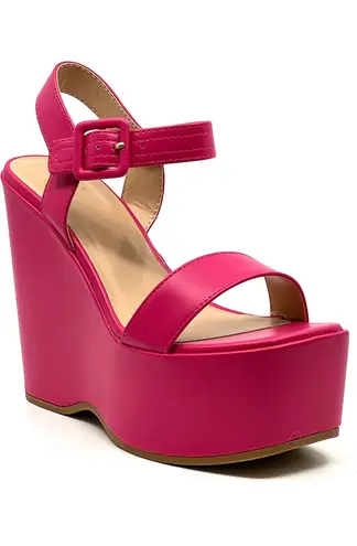 Soda Fuschia Platform Wedge Sandal
