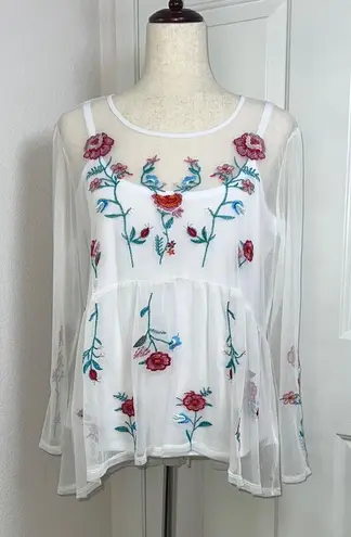 Grand & Greene White Sleeveless Embellished Blouse Size Large