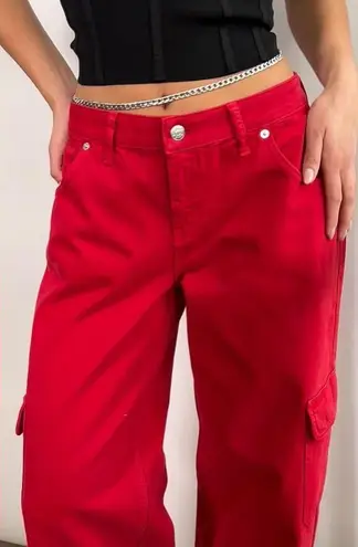 NA-KD Low Waist red Cargo Pants size 8