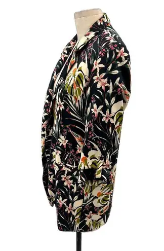 ZARA  Wild Willow Floral Satin Blazer 3/4 Length Sleeve Size Medium