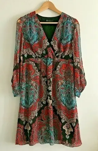 International Concept Cold Shoulder V Neck Dress Red Size M