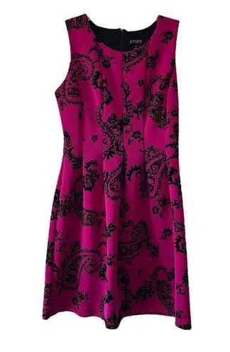 Enfocus Studio hot pink and black paisley pleated dress