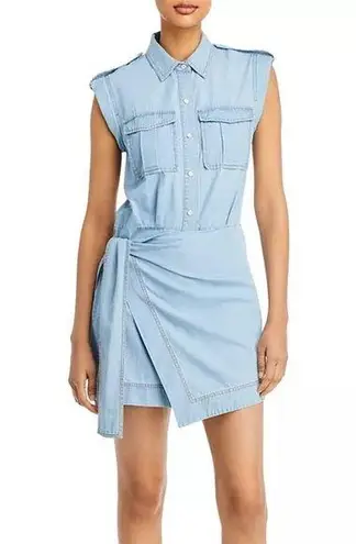 Derek Lam 10 Crosby Giselle Tie‑Front Cargo Mini Dress Light Wash Denim 6 NWT Blue