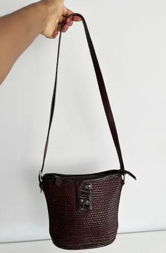 Brighton  Genuine Leather Shoulder Bag Purse - Brown Weave