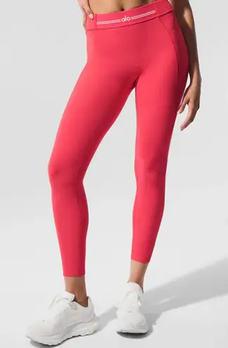 Alo Yoga Alosoft High-Waist 7/8 Relay Legging Candy Red/White L