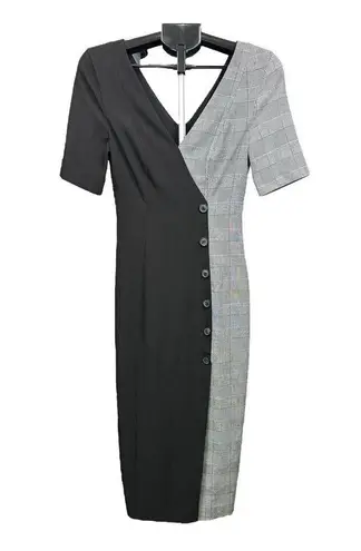 Fame and Partners Fame‎ & Partners Everly Midi Dress V Neck Black & Gray Size 0