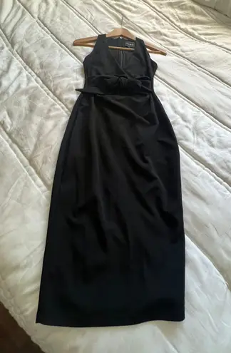 Nookie black midriff cut out high neck bodycon midi form shaping dress M