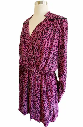 Zadig & Voltaire  Reveal Leopard Print Dress Hot Pink Black MSRP $398 Large NWT