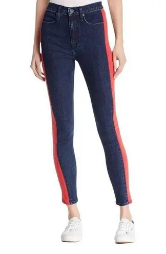 Rag and Bone  Womens Mazie Cropped Skinny Jeans Blue Red Side Stripe Denim 24 New