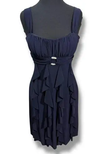 Betsy and Adam Vintage Navy Ruffle Dress