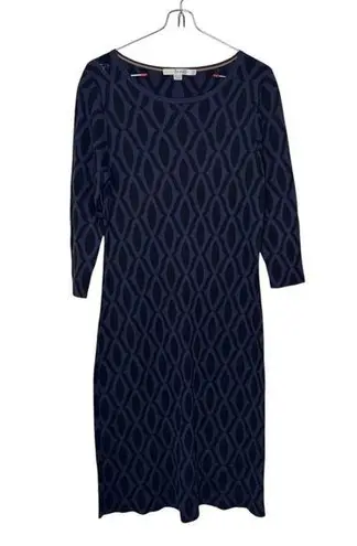 Boden Women's Sweater Dress Geometric Knee Length 3/4 Sleeve Purple/Black Sz. 8L Purple