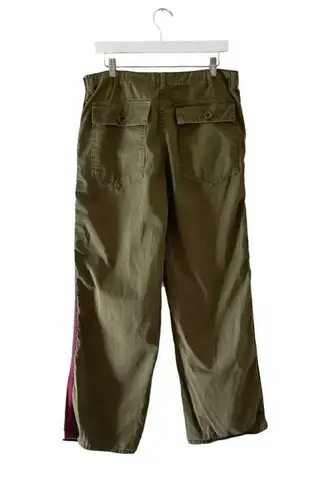 ZARA  Woman The Worker Straight Green / Red Y2K Wide Leg  10 # 1678
