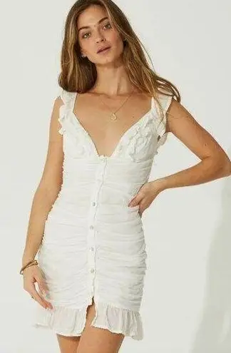 Jen's Pirate Booty x Free People Nalanda Mini Dress White Ruched Button-Down