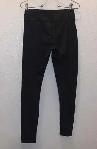 Black leggings gym yoga workout stretchy spandex side pockets