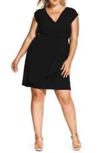 City Chic 🔥5 for $25🔥  cap sleeve black faux wrap dress