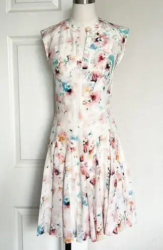 Rebecca Taylor Poppy Print Silk Godet Dress