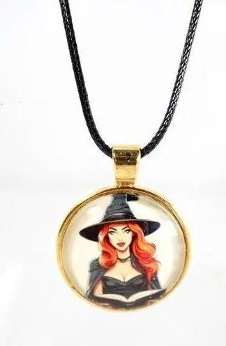 Handmade Witchy Pinup Witch w/ Spellbook Necklace – Gothic Charm