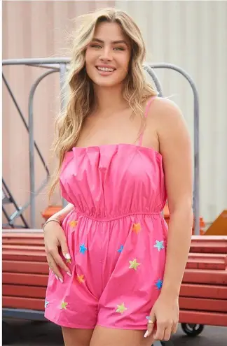 Peach Love Star Sequin Romper thumbnail 2