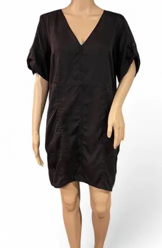 Pilcro and the Letterpress Pilcro Anthropologie Black Mini Dress Small Short Sleeves Button Cuffs Oversized