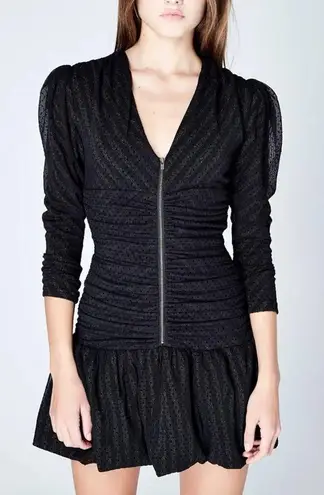 Maje Ralone Mesh Polka-Dot Metallic Flecked Striped Dress, Size 1 (S) NWT $570