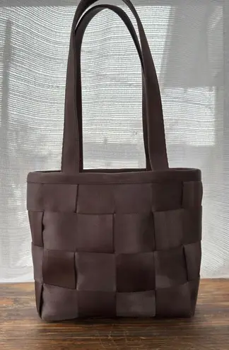 Harveys Seatbelt Bag Woven Mini Tote Double Handle Shoulder Purse Brown