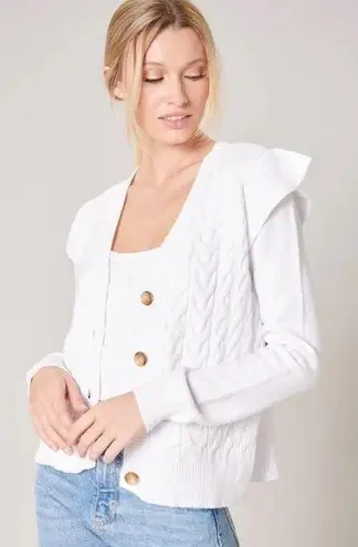 Sugar Lips NWT  White Cable Knit Cardigan Sz M thumbnail 1