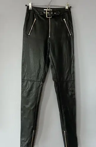 Danielle Guizio Danielle Guizo Black Belted Faux Leather Pants Size Small