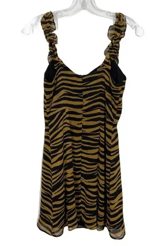 All in Favor  Ruffle Straps Tiger Print Mini Dress