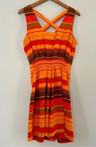 🦋 Kathy Lee Collection Vintage 90s Orange Striped Overalls Romper Size 8 / 10