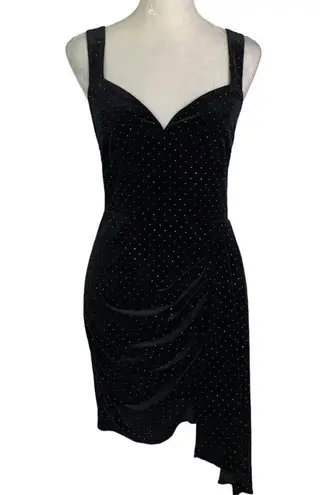 Saylor Nollie Black Velvet Mini Dress with Colorful Dots M NWT