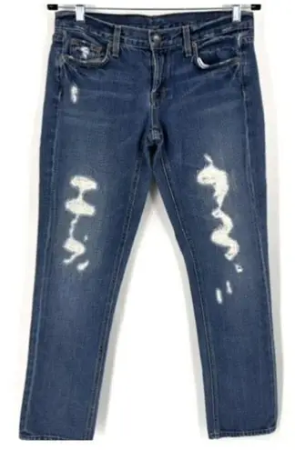 J Crew Women's Vintage Matchstick Frayed Distressed Jeans Blue Size 27 Short
