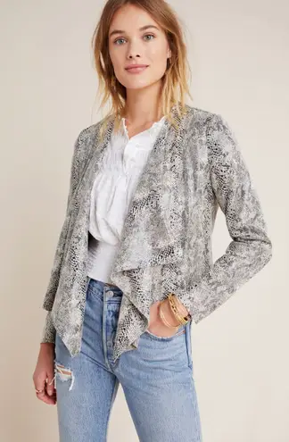 BLANK NYC Draped Serpent Jacket Large Neutral Motif Snake Open Faux Leather