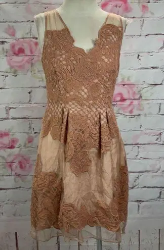 Yoana Baraschi Yohana Baraschi Women's Celestine Rose Quartz Silk Organza Dress Brown/Tan 8