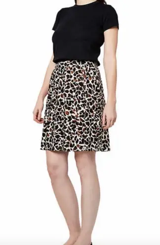 Leota Brown Tan Beige Giraffe Animal Print Pull-On Wrinkle Free Mini Skirt NWT