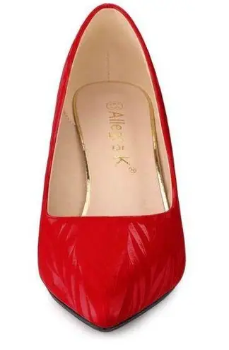 Allegra K  Red Pointed toe Pump shoe kitten heel