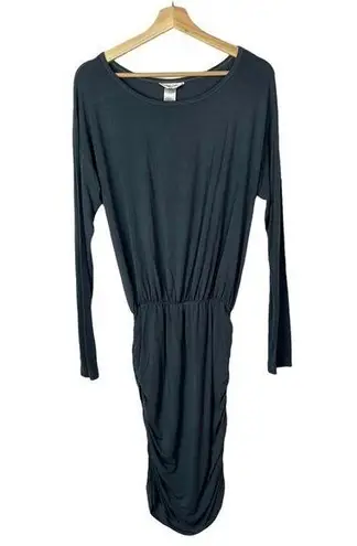 Hard Tail Blue Gray Ruched Cinched Side Long Sleeve Knee Length Dress S