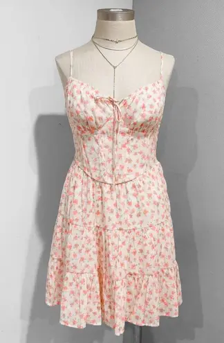 Tinseltown Women's Multicolor Floral Printed Corset Tiered Mini Dress Size S